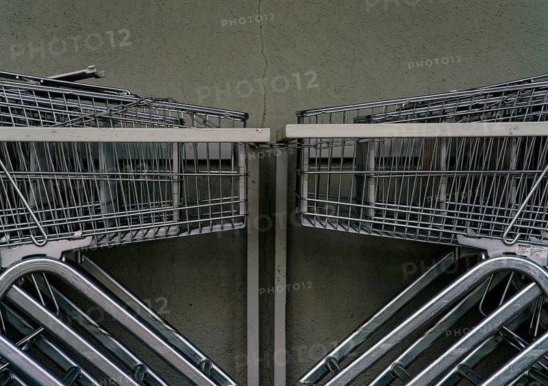 Shopping trolley in waiting position