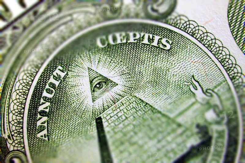 Macro of one dollar note strongly enlarged with special effect Tilt Shift