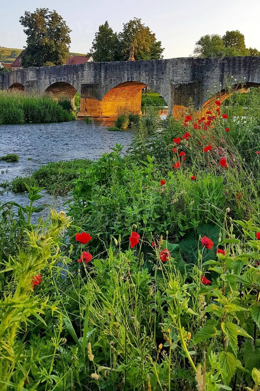 Tauber bridge by Balthasar Neumann in Tauberrettersheim. Roettingen