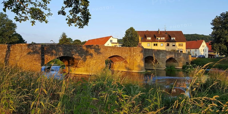 Tauber bridge by Balthasar Neumann in Tauberrettersheim. Roettingen