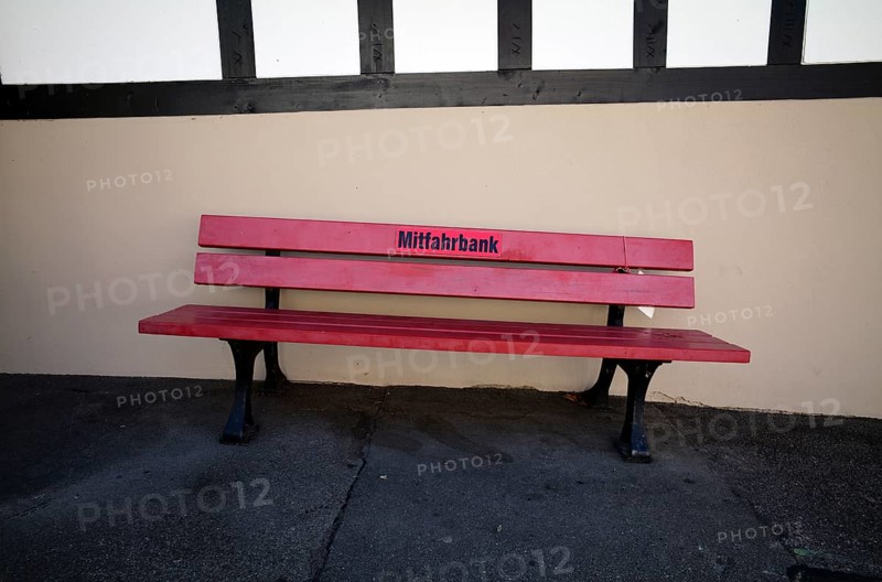 Red Carpool bench