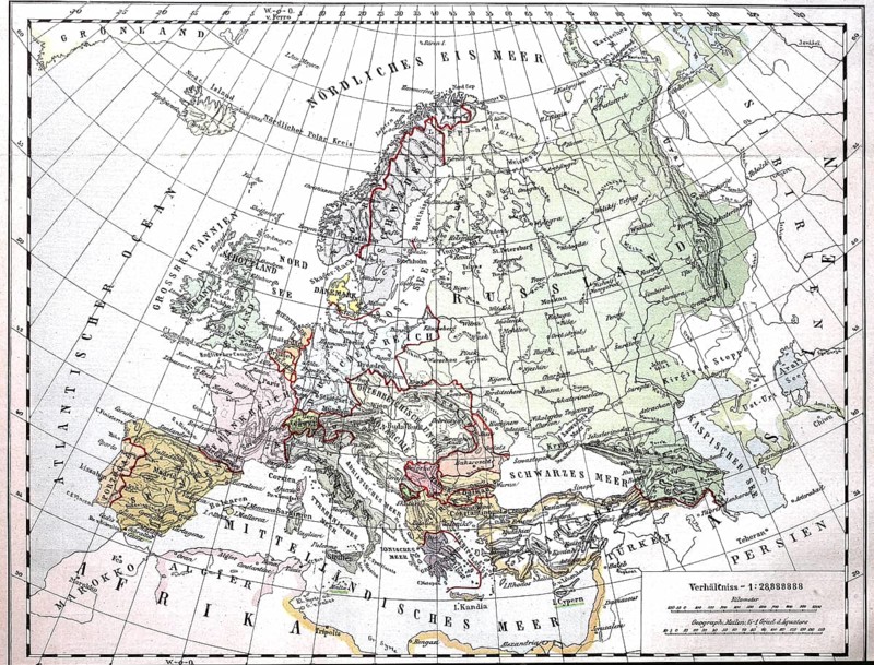 Map of Europe from 1880