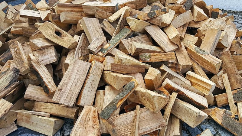 Delivery of firewood in the pile. Split and dried ready for the stove