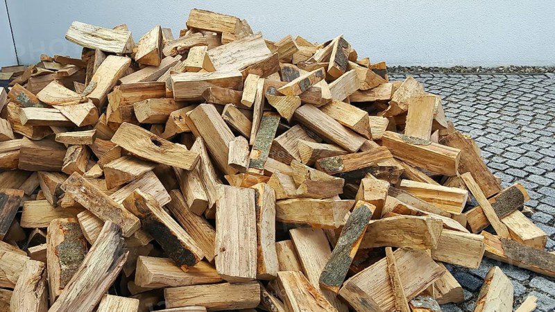 Delivery of firewood in the pile. Split and dried ready for the stove