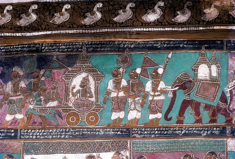 16th century Ramayana epic murals in Alagar Kovil