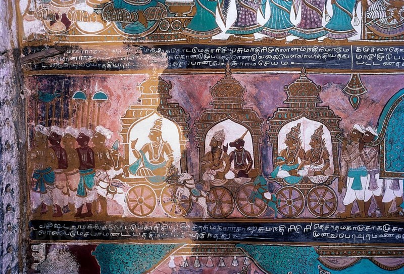 16th century Ramayana epic murals in Alagar Kovil