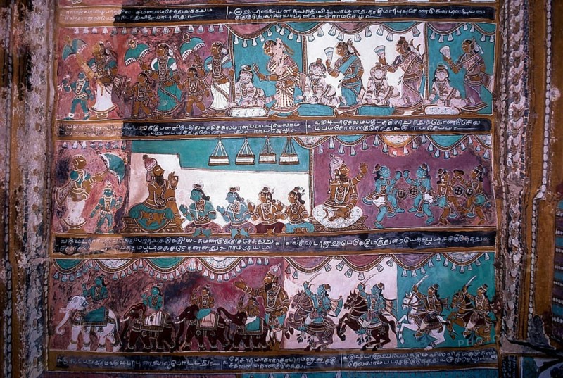 16th century Ramayana epic murals in Alagar Kovil