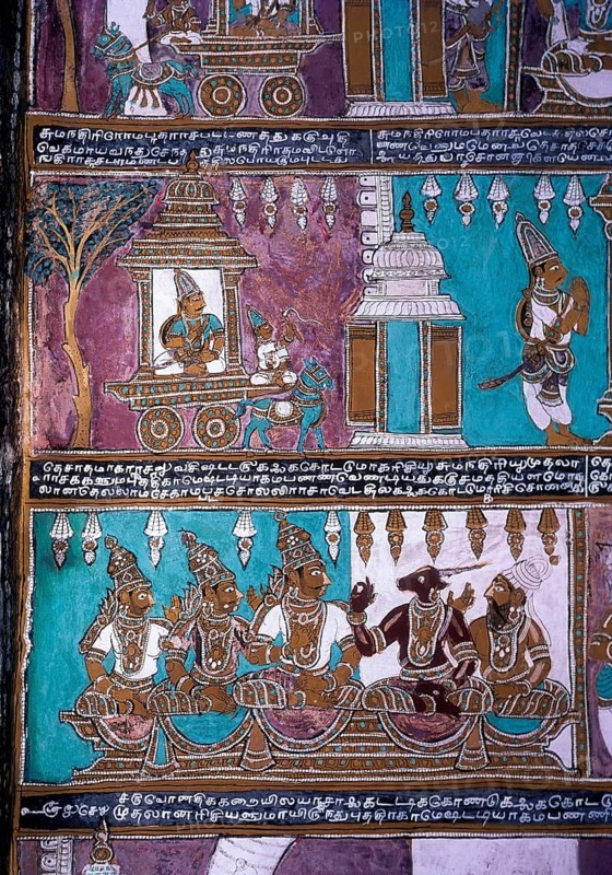 16th century Ramayana epic murals in Alagar Kovil