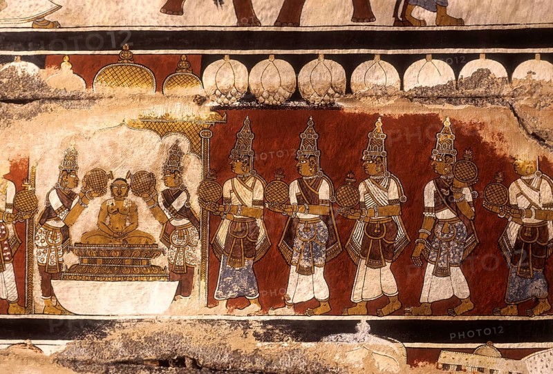 13th century murals on ceiling in Digambar Jain temple ceiling in Thiruparuthikundram