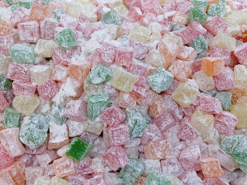 Turkish delight covered with coconut