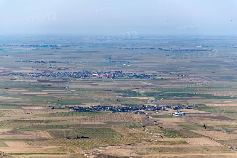 Fields at Mesopotamia savanna and village in Mardin