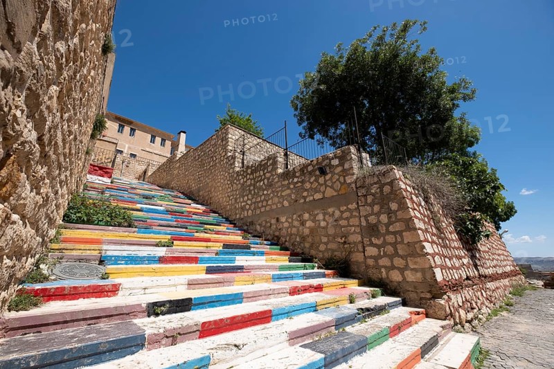 Colourful stairs in Mardin