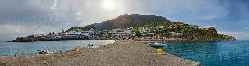 Port panorama with view of the town and island