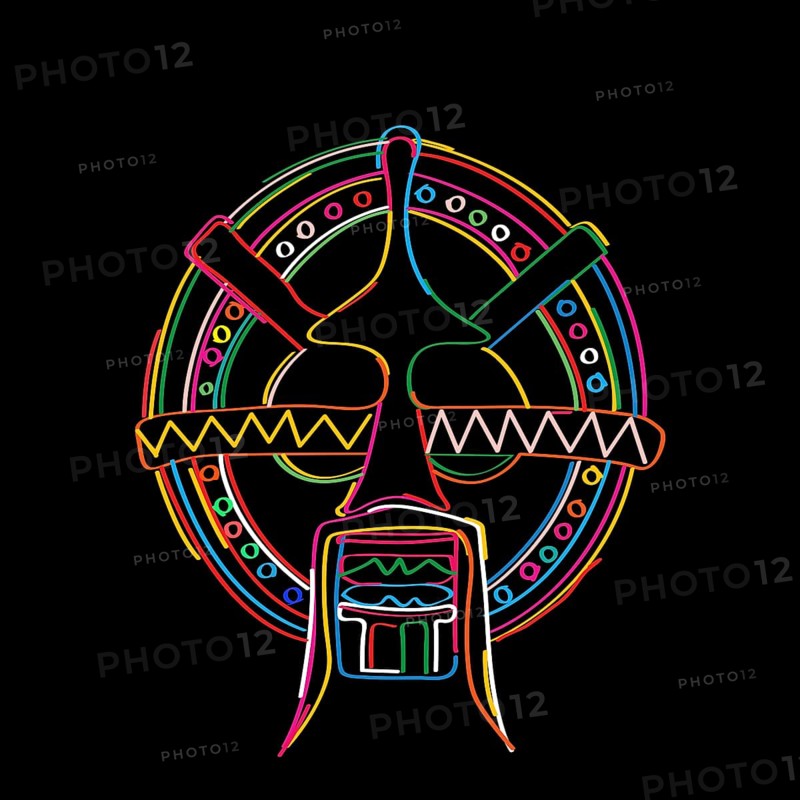 Stylized tribal mask in colors