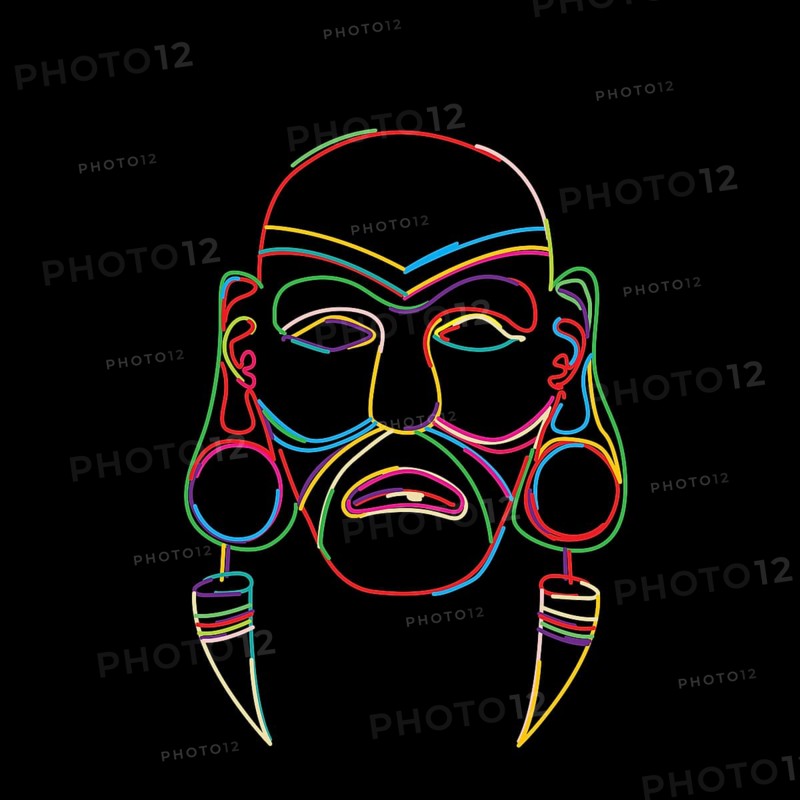 Stylized tribal mask in colors