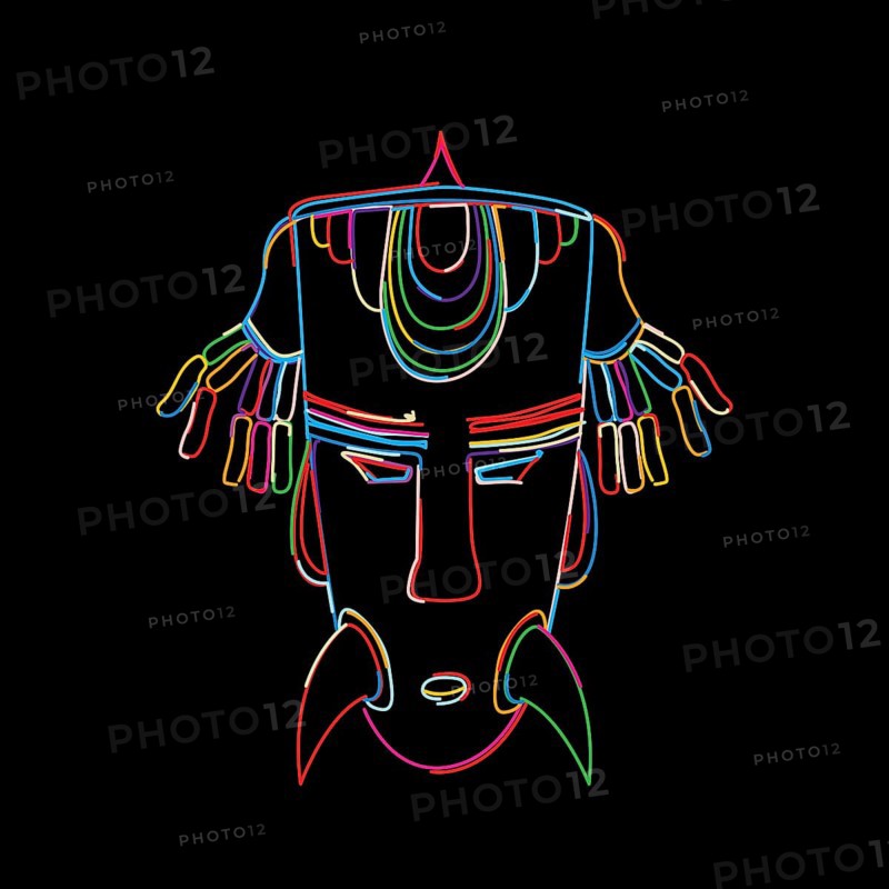 Stylized tribal mask in colors