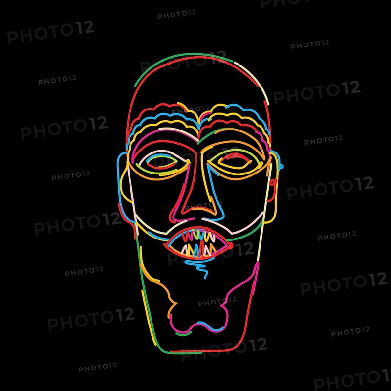 Stylized tribal mask in colors