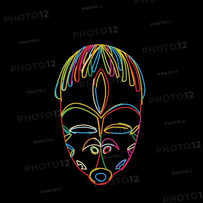 Stylized tribal mask in colors