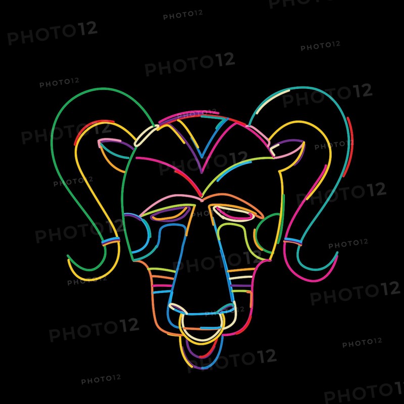 Stylized tribal mask in colors