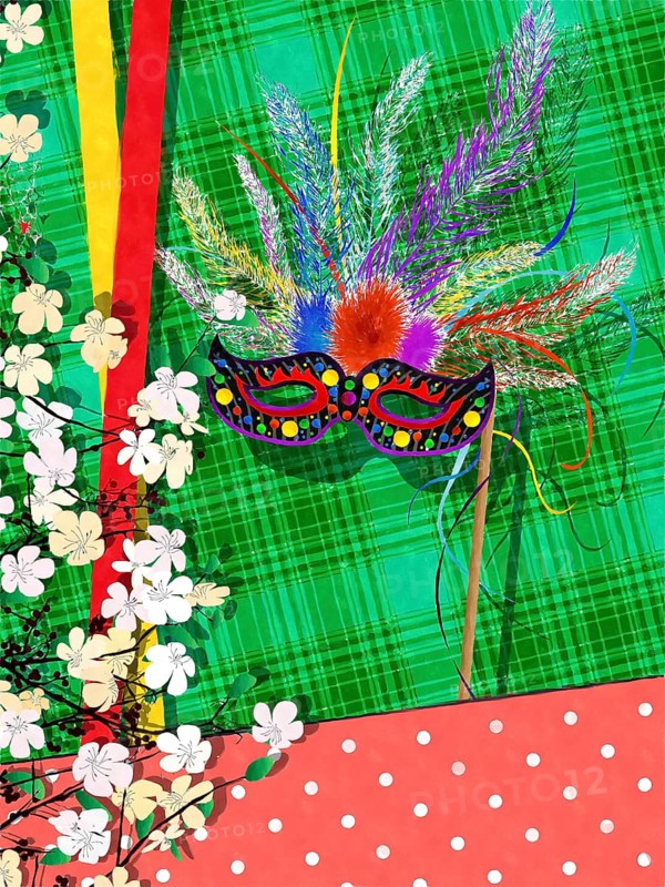 Watercolor style drawing Mardi Gras card