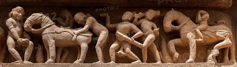 Famous erotic stone carving bas relief panorama