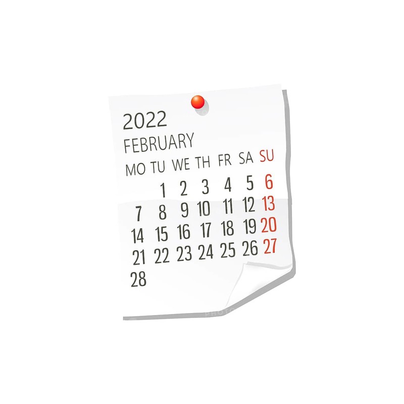 2022 Calendar on white paper
