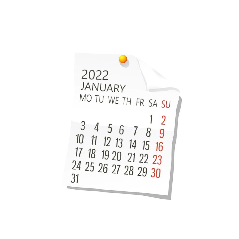 2022 Calendar on white paper