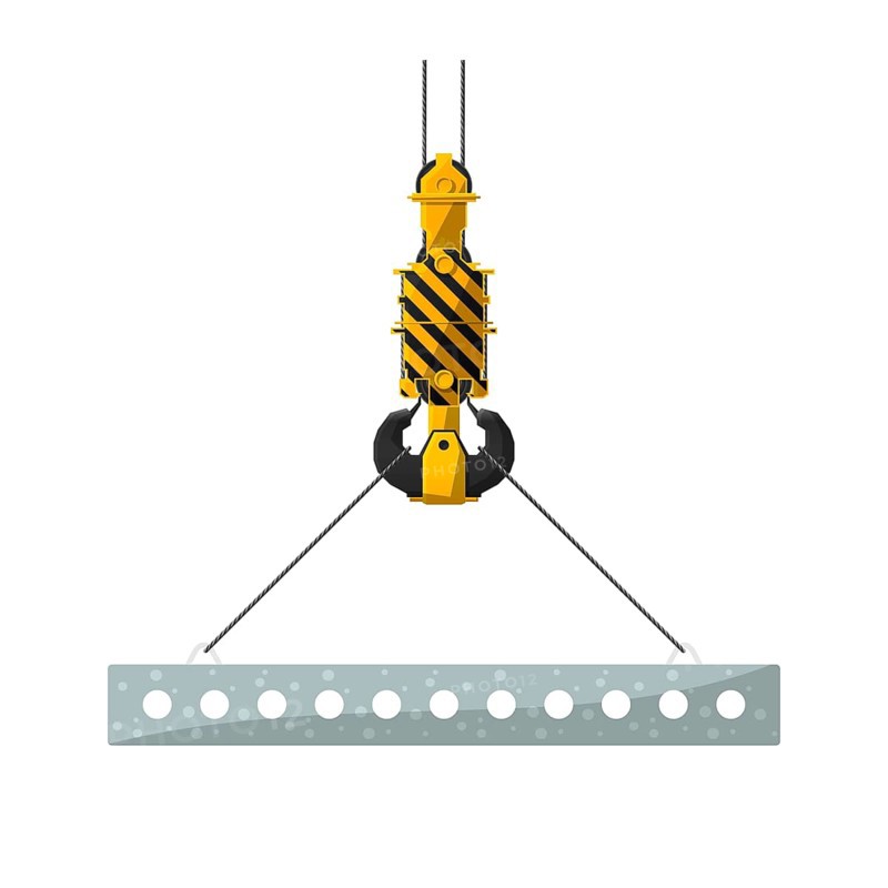 Concrete slab hanged on a crane hook