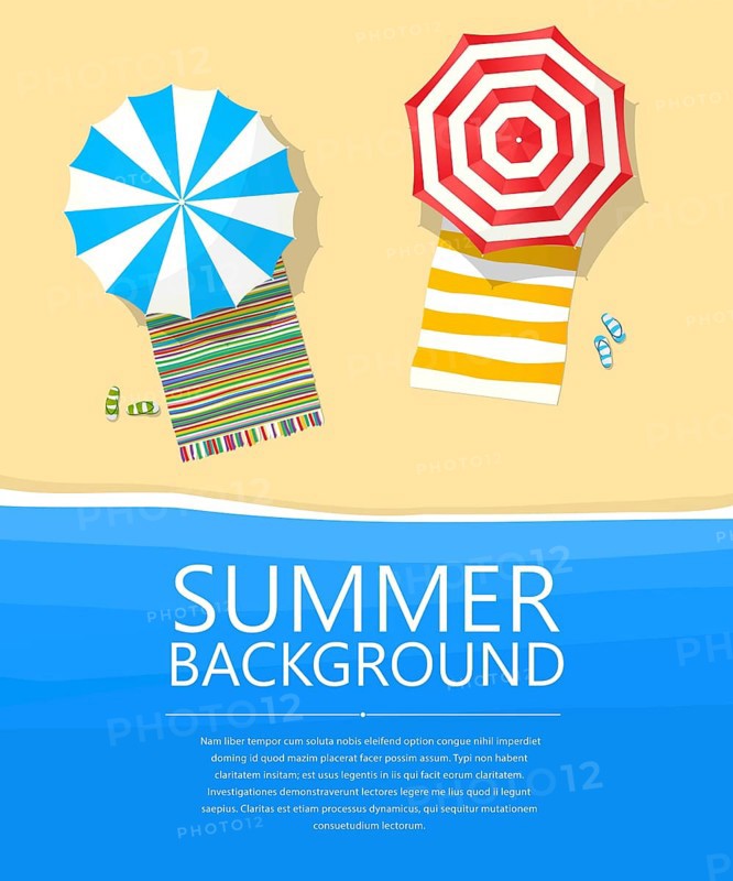 Vector beach card with umbrellas