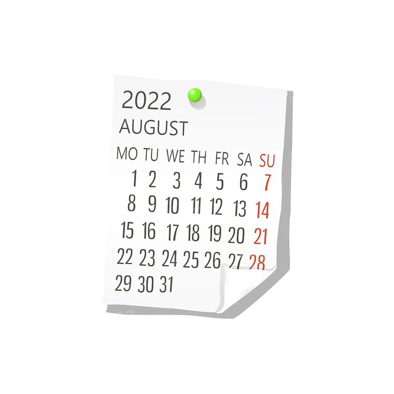 2022 Calendar on white paper