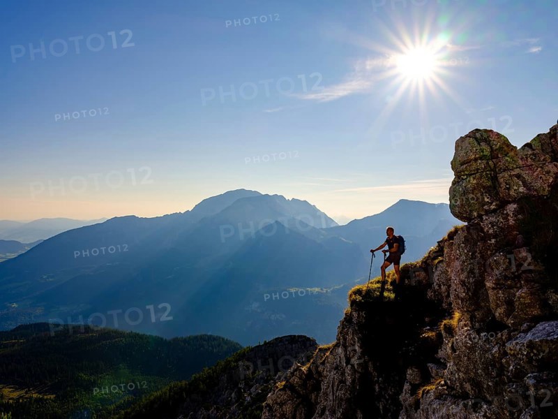 Mountaineers at a vantage point in the Berchtesgaden Alps