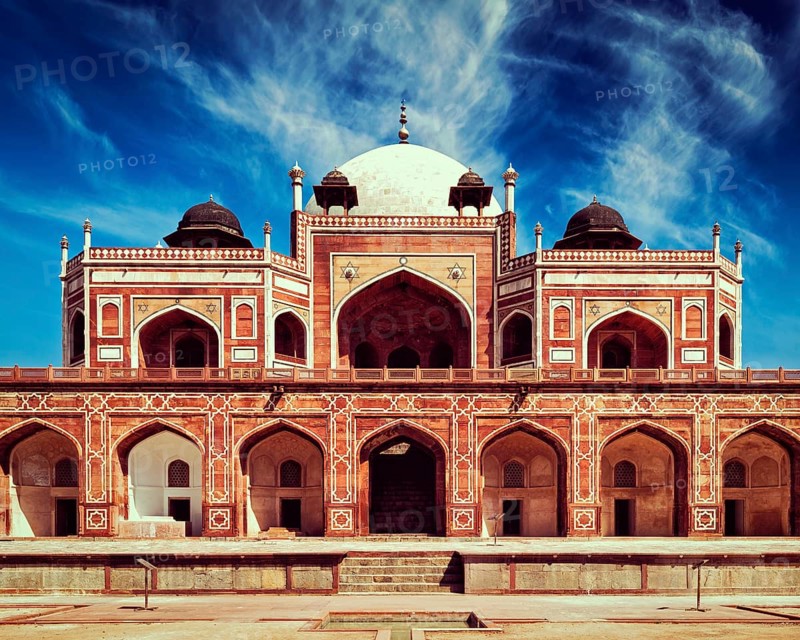 Vintage retro effect filtered hipster style image of famous tourist indian landmark Humayun's Tomb. Delhi