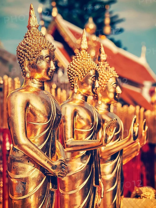 Vintage retro effect filtered hipster style image of Buddha statues in Wat Phra That Doi Suthep