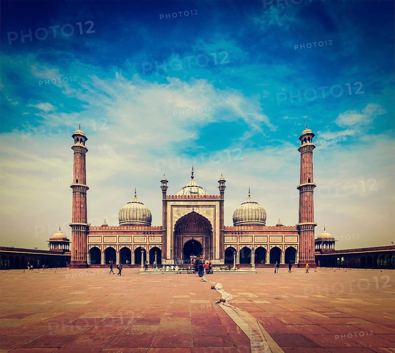 Vintage retro hipster style travel image of Jama Masjid