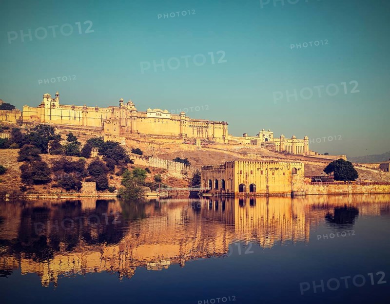 Vintage retro hipster style image of Famous Rajasthan landmark