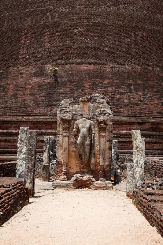 Ancient standing Buddha image near Rankot Vihara. Pollonaruwa