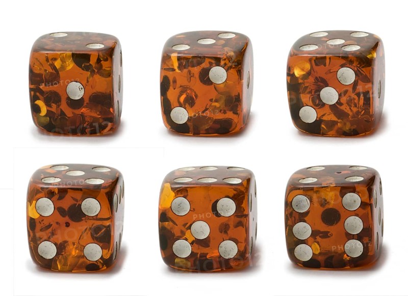 Dice with different numbers set isolated on white