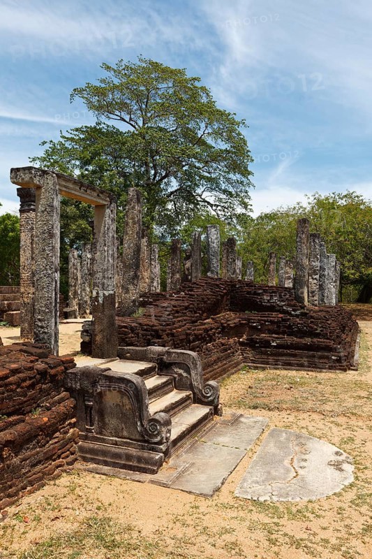 Pillars. Ruins. Ancient city of Polonnaruwa. Sri Lanka