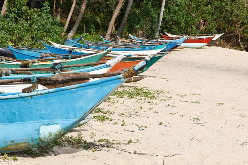 Fishing boats on beach. Mirissa