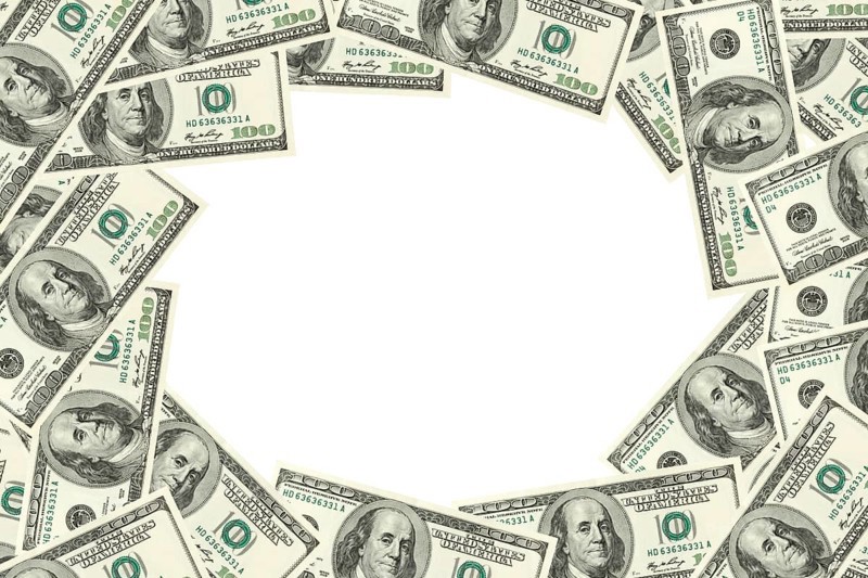 Frame made of hudred dollars banknotes