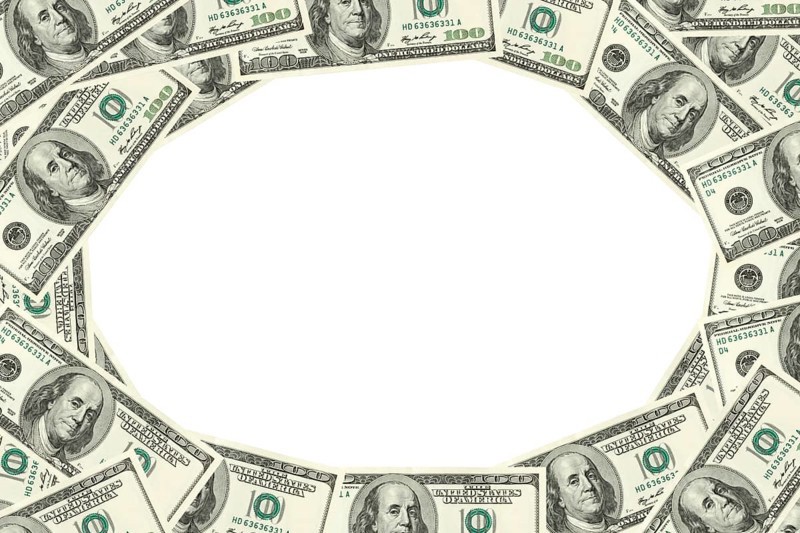 Frame made of hudred dollars banknotes