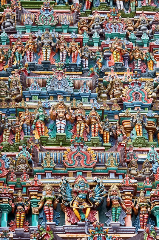 Sculptures on Hindu temple gopura