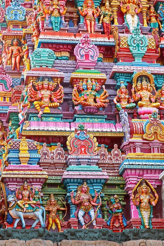 Sculptures on Hindu temple gopura