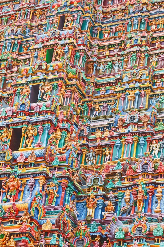Sculptures on Hindu temple gopura