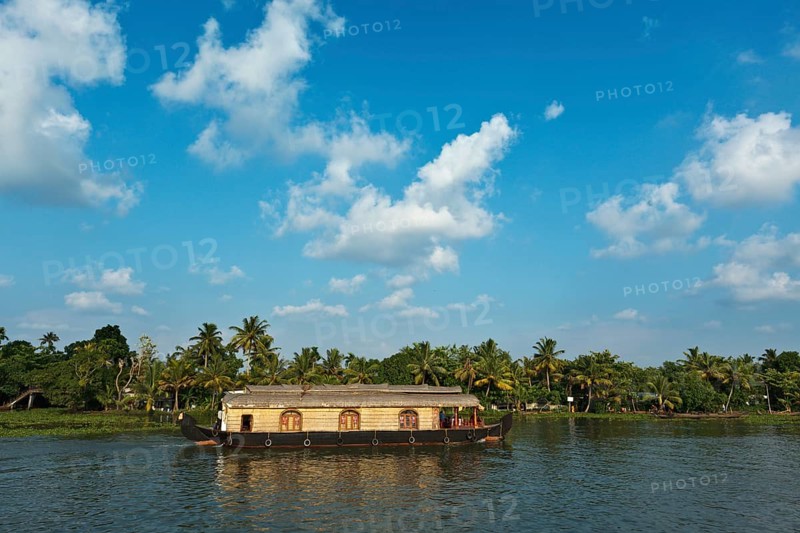 Traditional houseboat on Kerala backwaters. Kerala