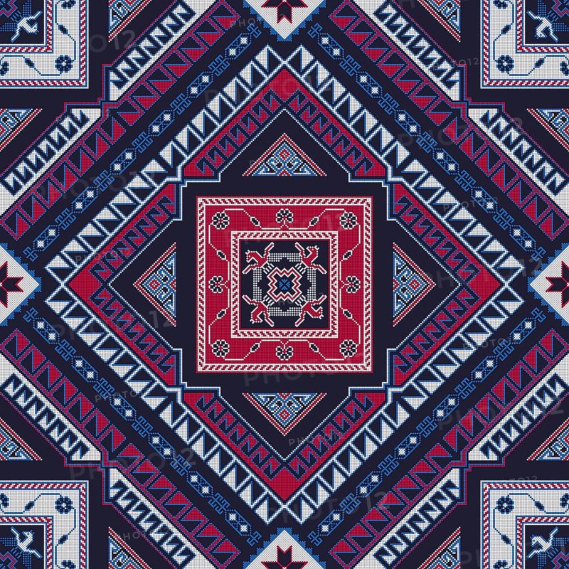 Traditional Georgian folk art embroidery vector pattern
