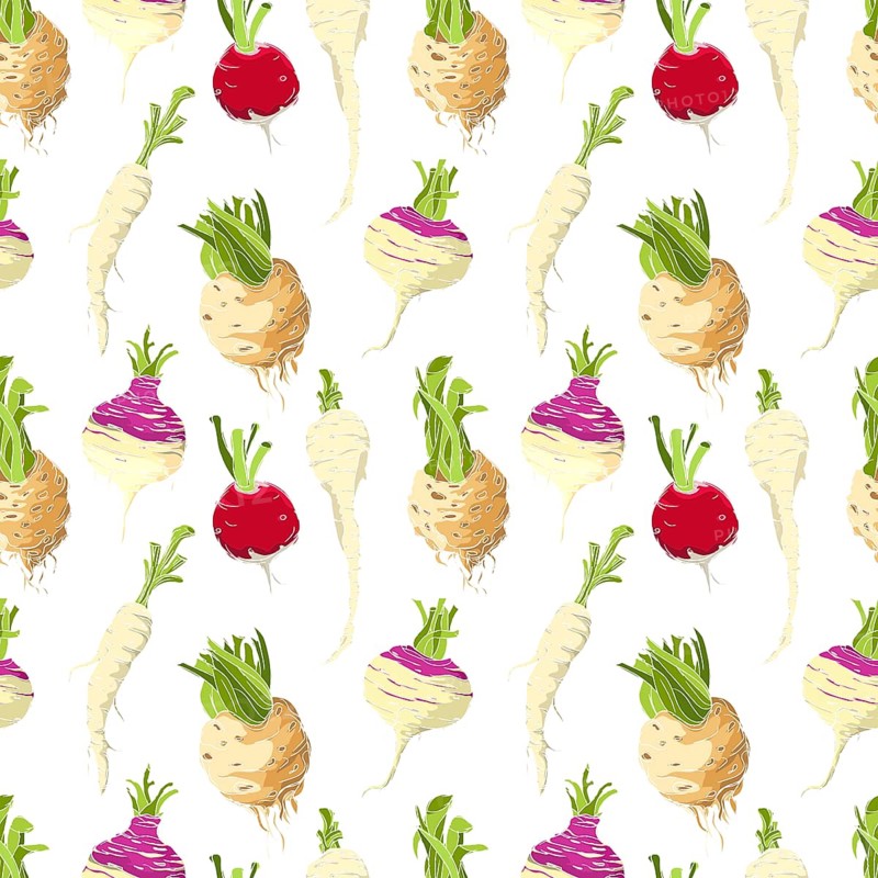 Vegetables roots pattern over white background