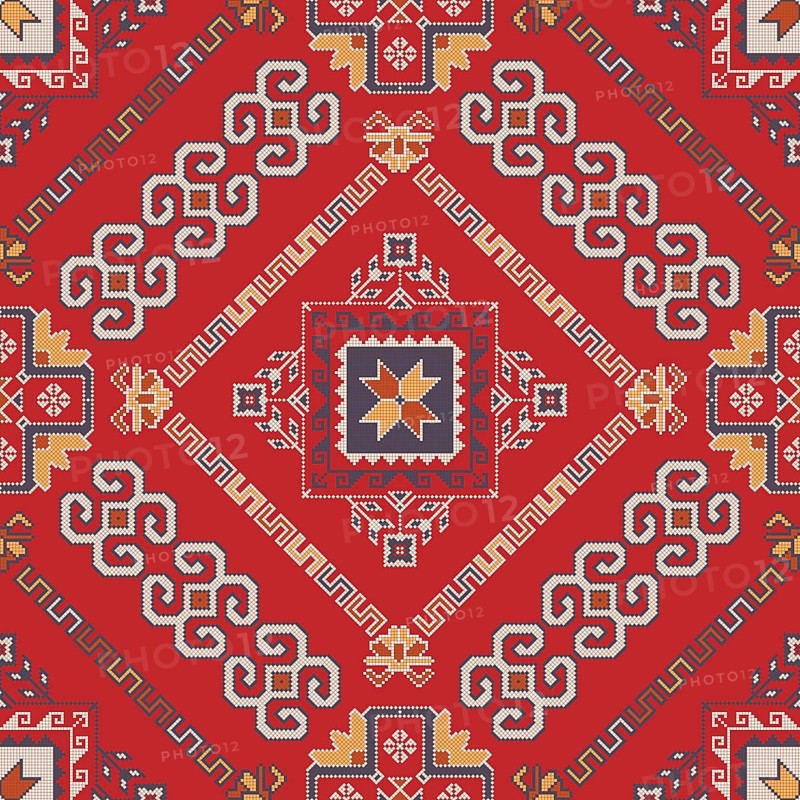 Traditional Georgian folk art embroidery vector pattern