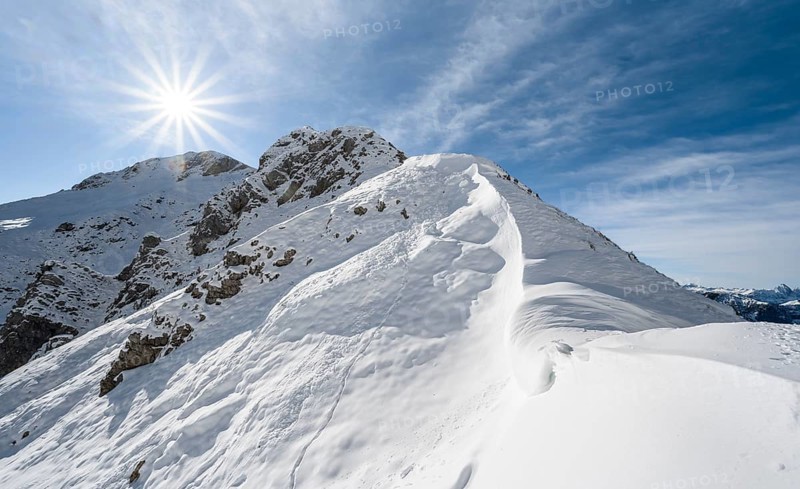 Snow cornices at an embrasure
