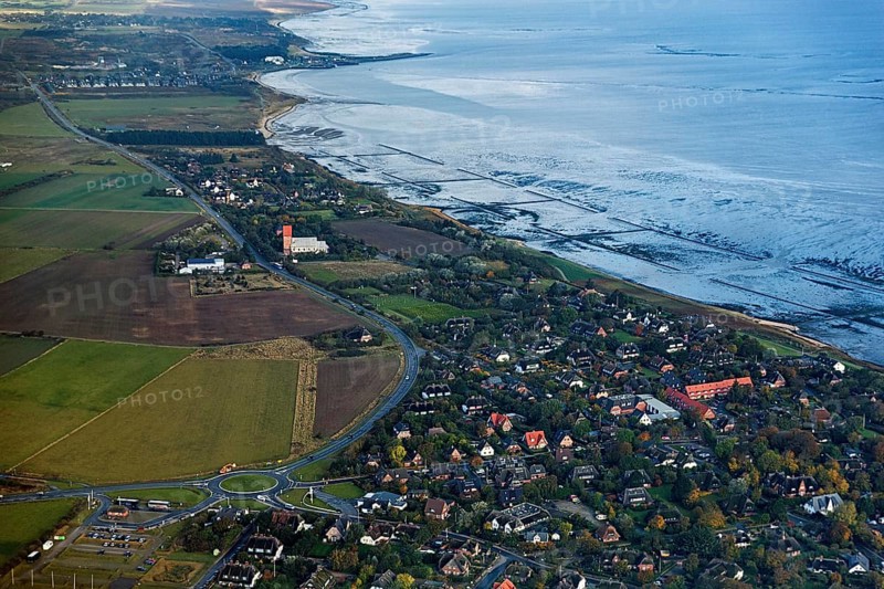View of the village of Keitum and the Wadden Sea